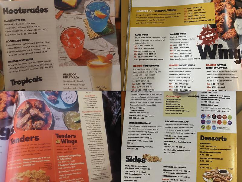 Hooters Menu