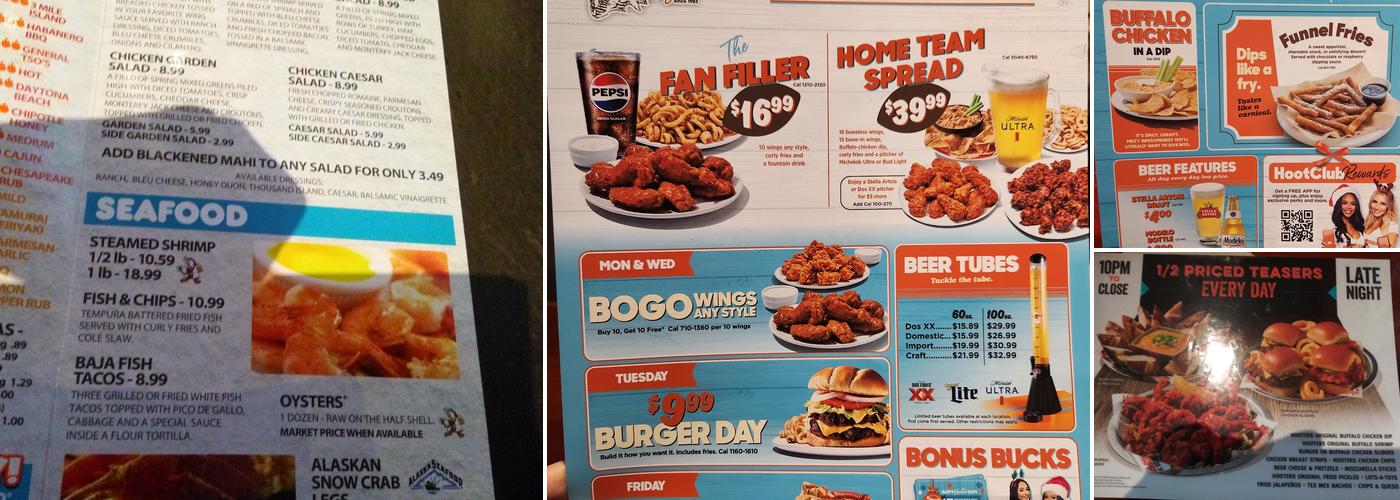 Hooters Menu