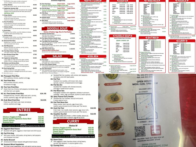Thai V Express Menu
