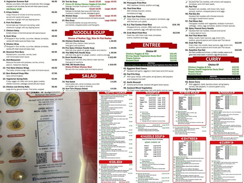 Thai V Express Menu