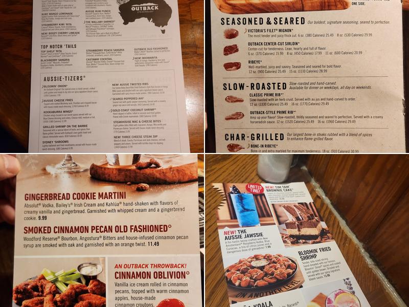 Outback Steakhouse Menu