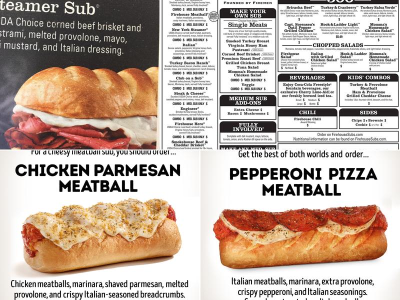Firehouse Subs Cumberland Mall Menu