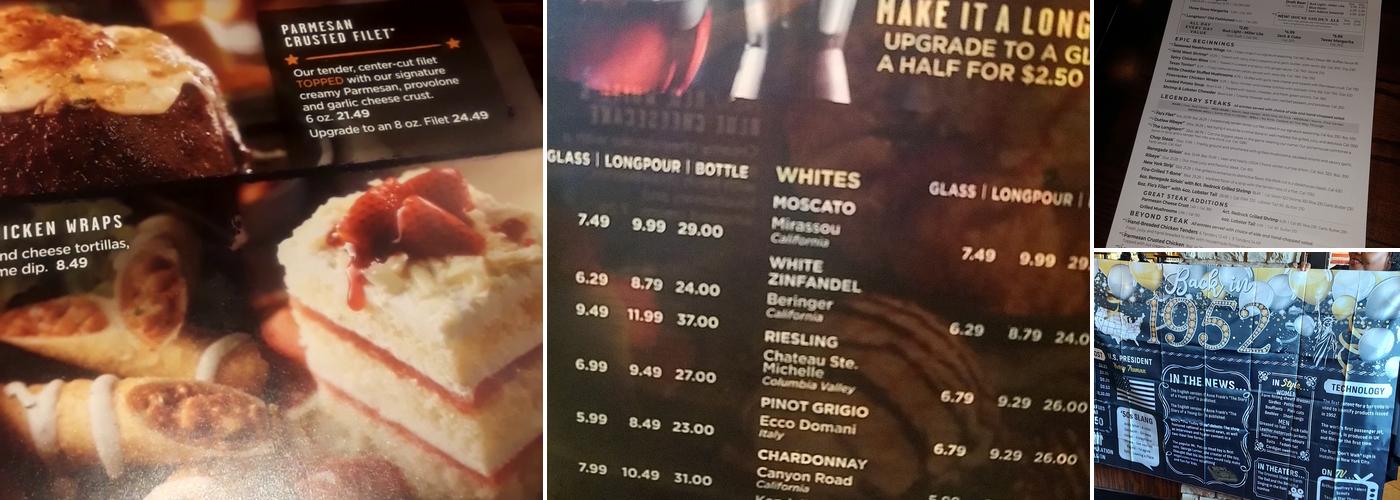 LongHorn Steakhouse Menu