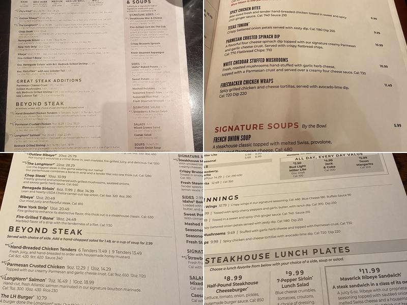 LongHorn Steakhouse Menu