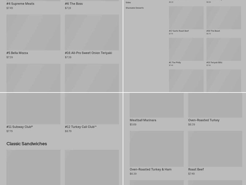 Subway Menu