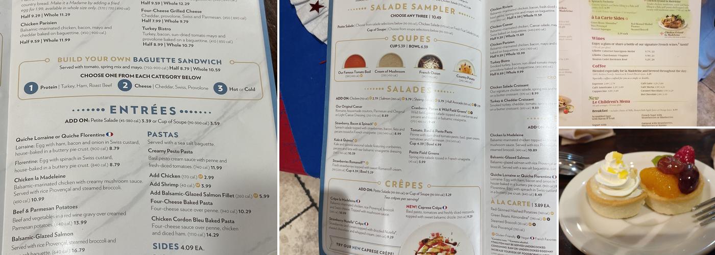 la Madeleine Menu