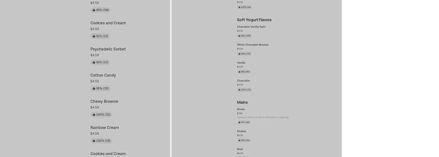 TCBY Menu