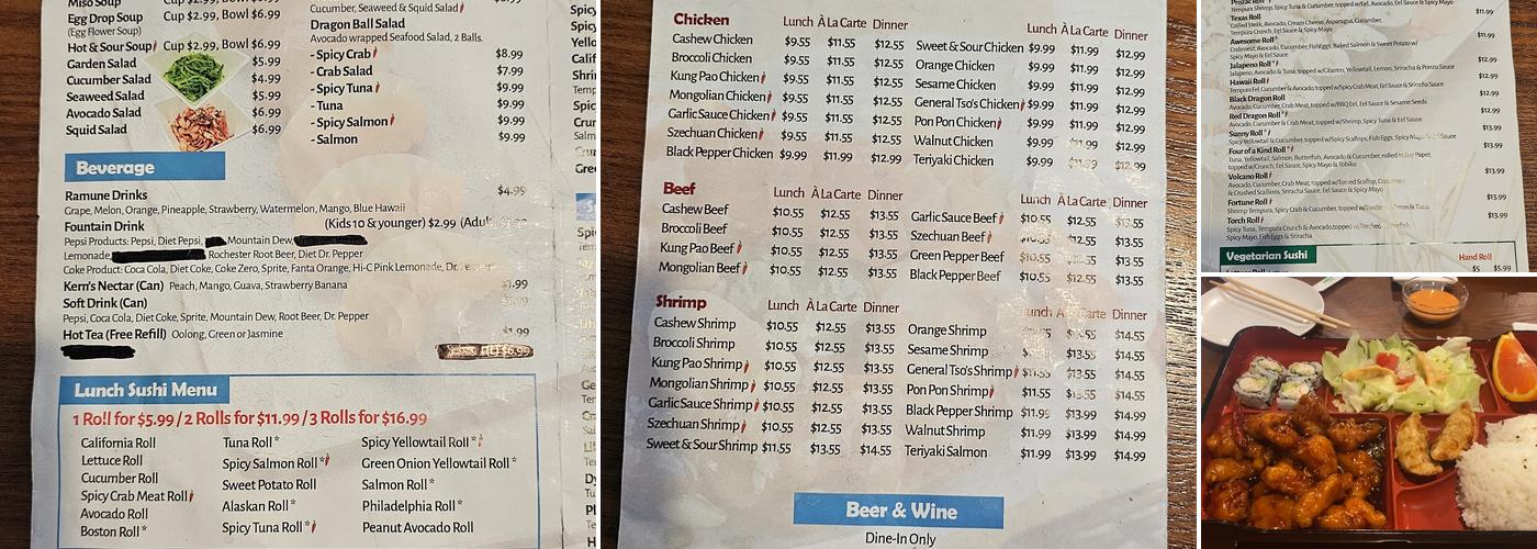 Crane Garden Asian Bistro Menu