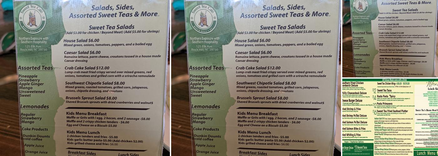 Sweet Tea Cafe Menu