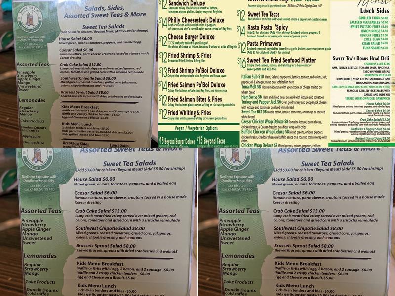 Sweet Tea Cafe Menu