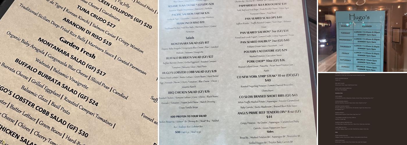 Hugo's Menu