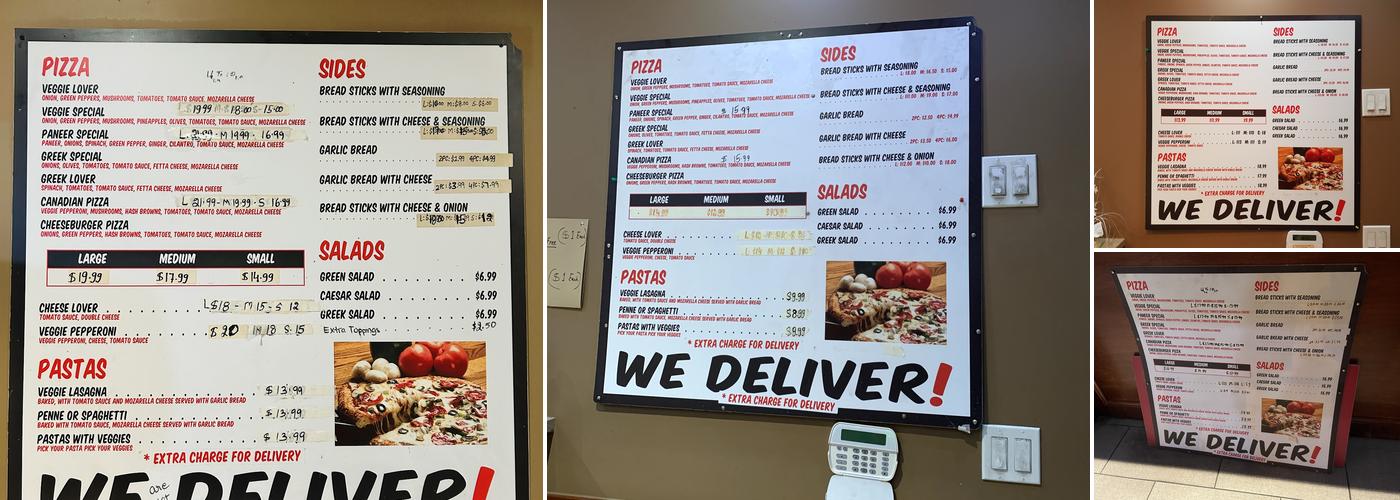 Vancouver Veggie Pizza Menu