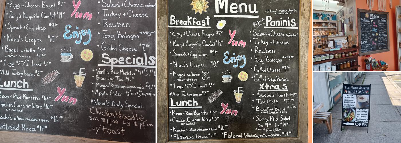 The Muse Gallery & Café Menu