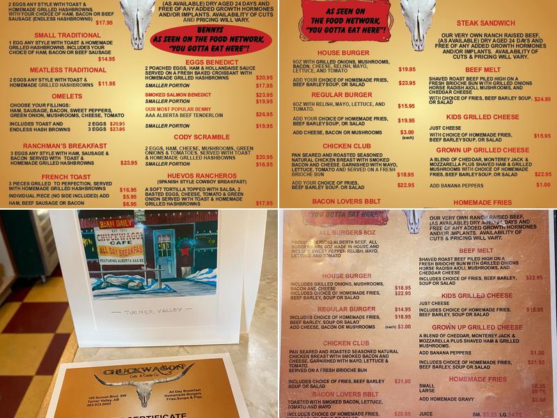 Chuckwagon Cafe Menu
