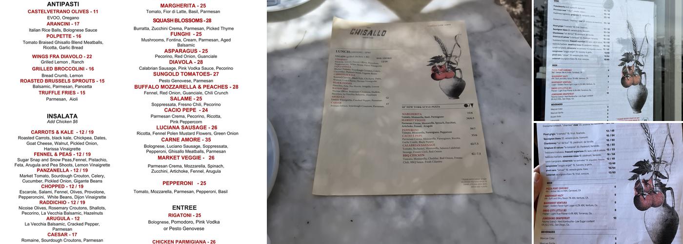 Ghisallo Menu