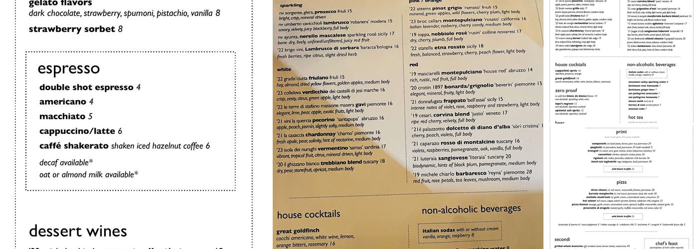 Great gold Menu