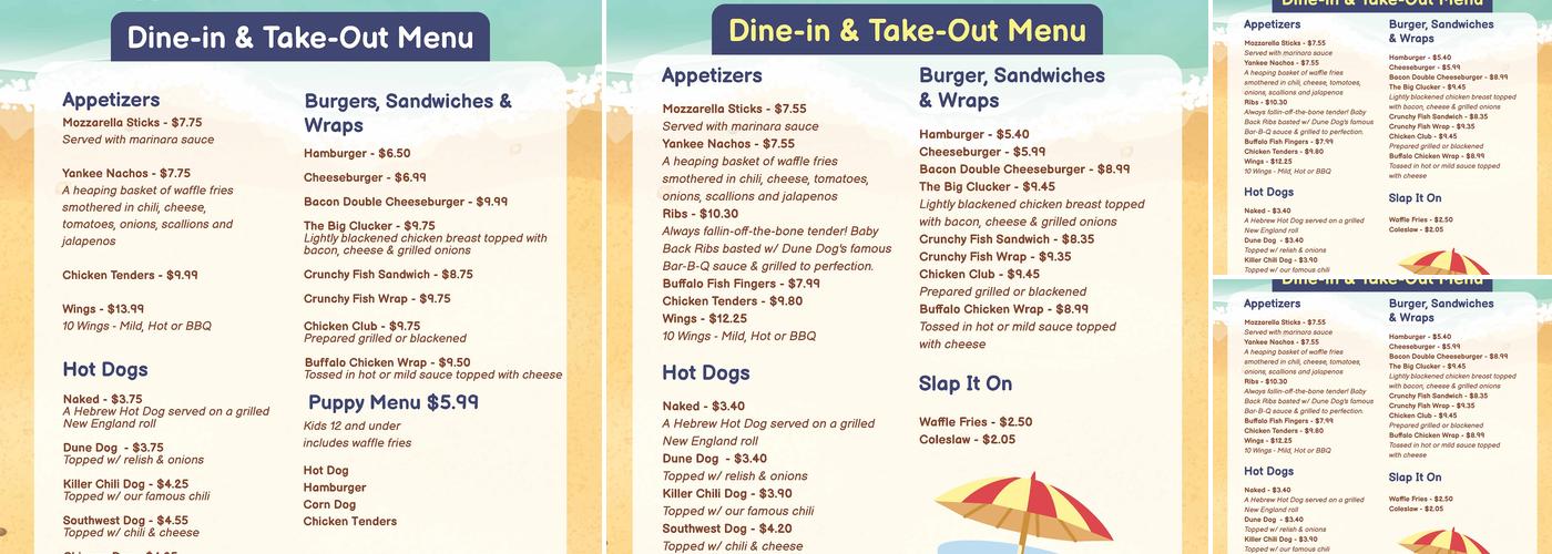 Dune Dog Menu