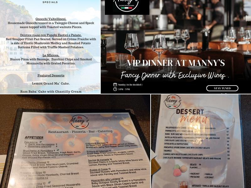 Manny's Cucina Napoletana Menu