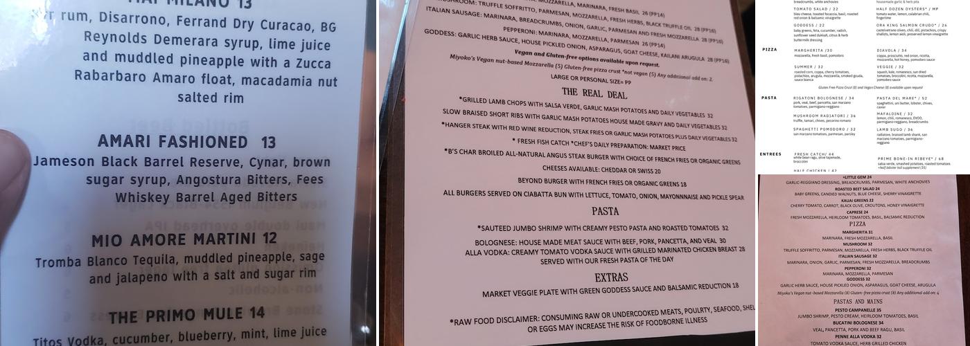 B’s Kitchen Menu