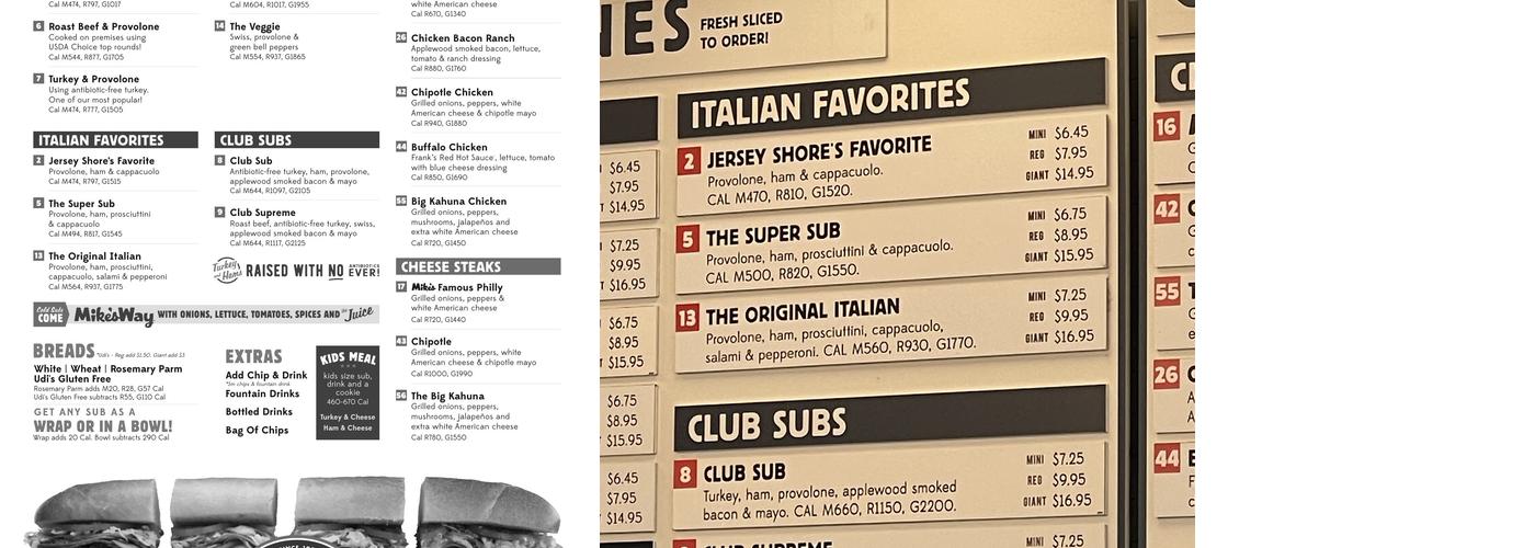 Jersey Mike's Subs Menu