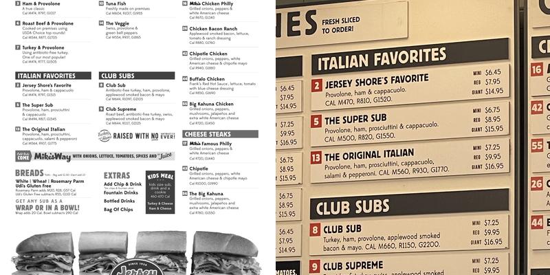 Jersey Mike's Subs Menu