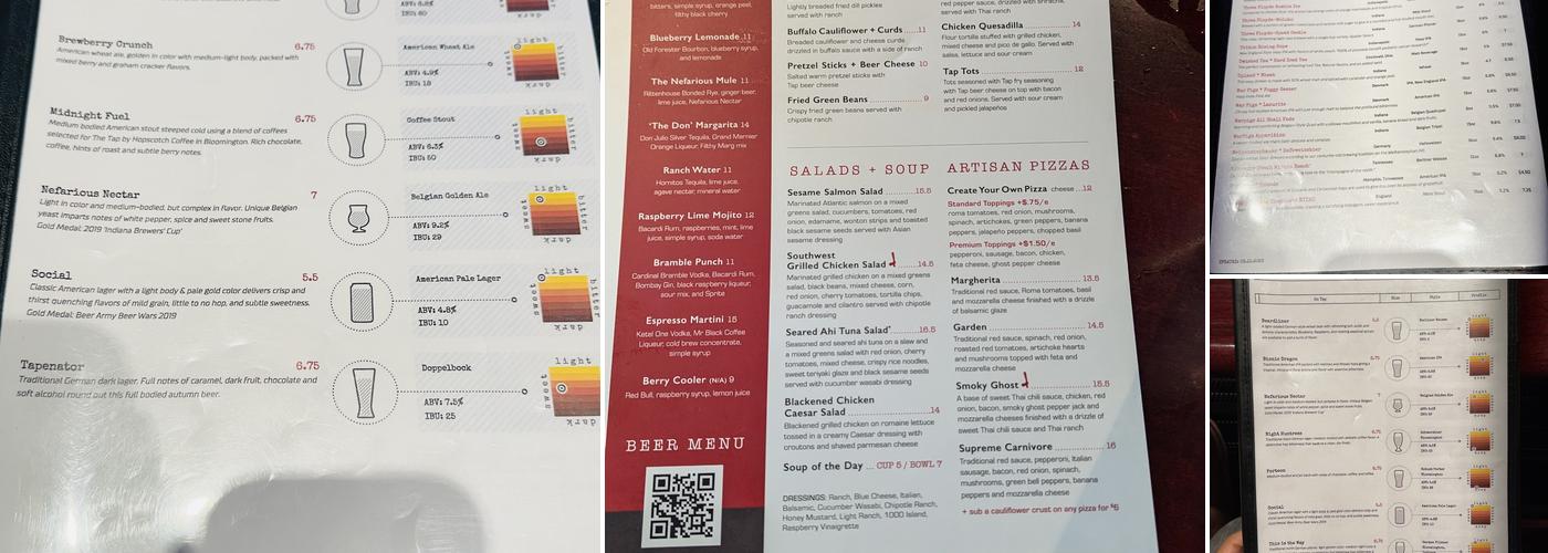 The Tap West Lafayette Menu