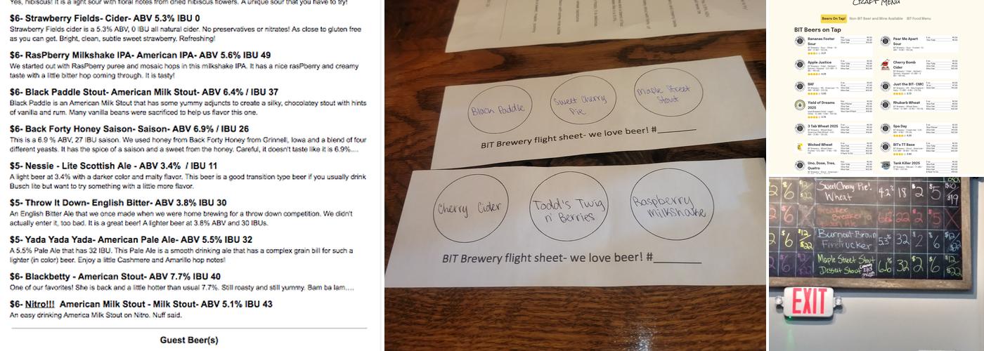 BIT Brewery Menu