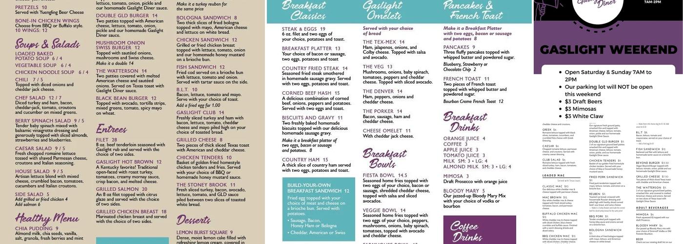 Gaslight Diner Menu