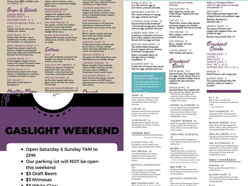 Gaslight Diner Menu