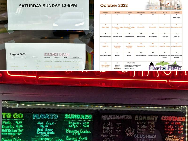 Custard Shack Menu