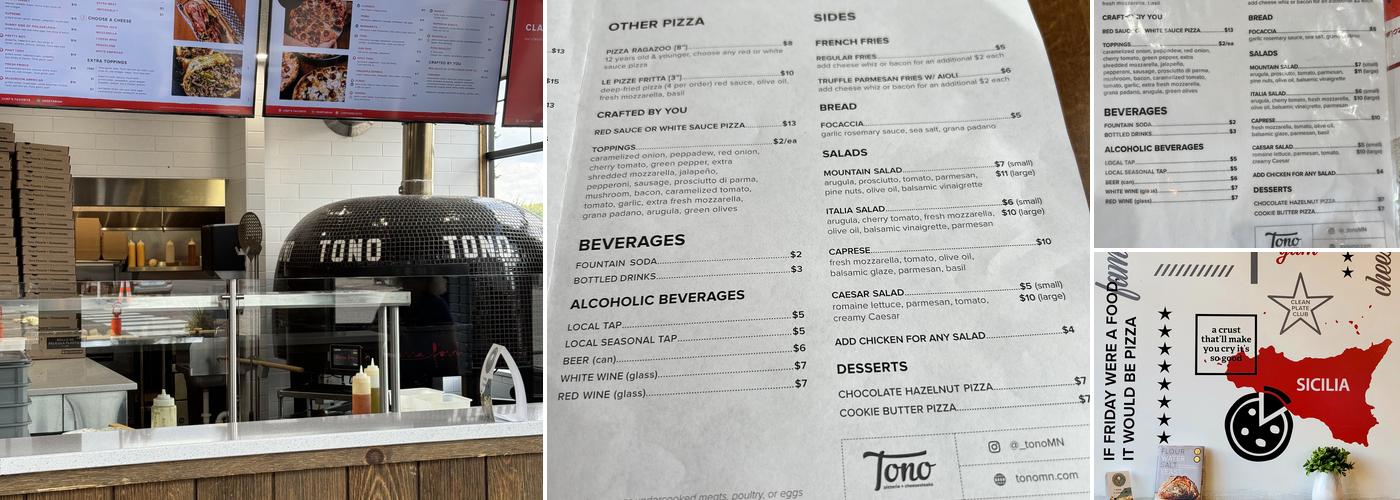 Tono Pizzeria + Cheesesteaks Menu