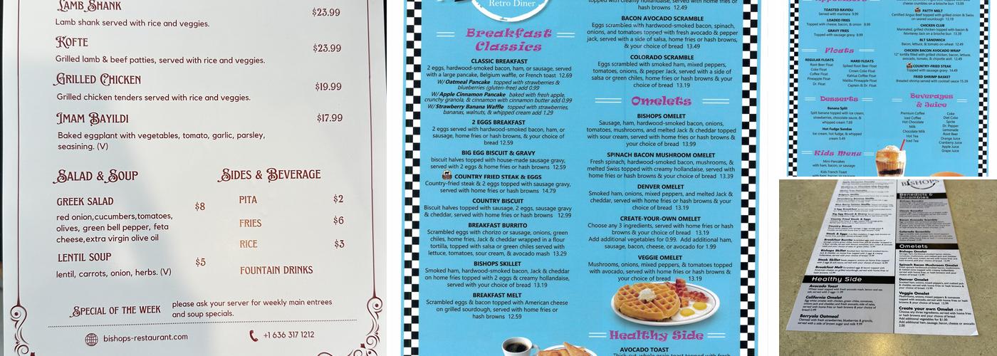 Bishops Diner Menu