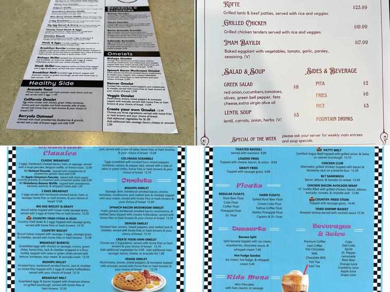 Bishops Diner Menu