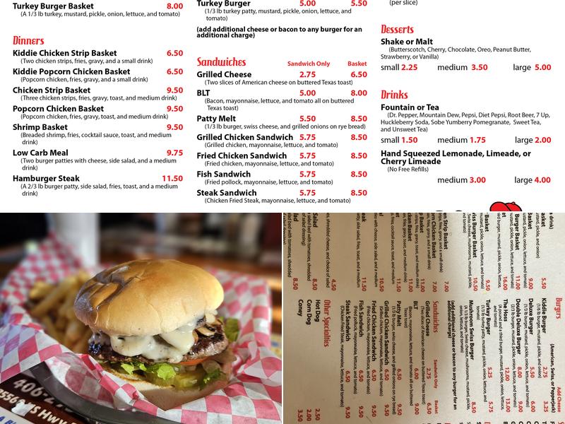Brad’s Burgers Menu