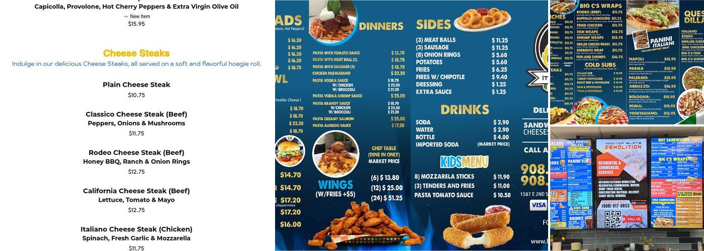 Big C’s Italian Grill Deli and Catering Menu