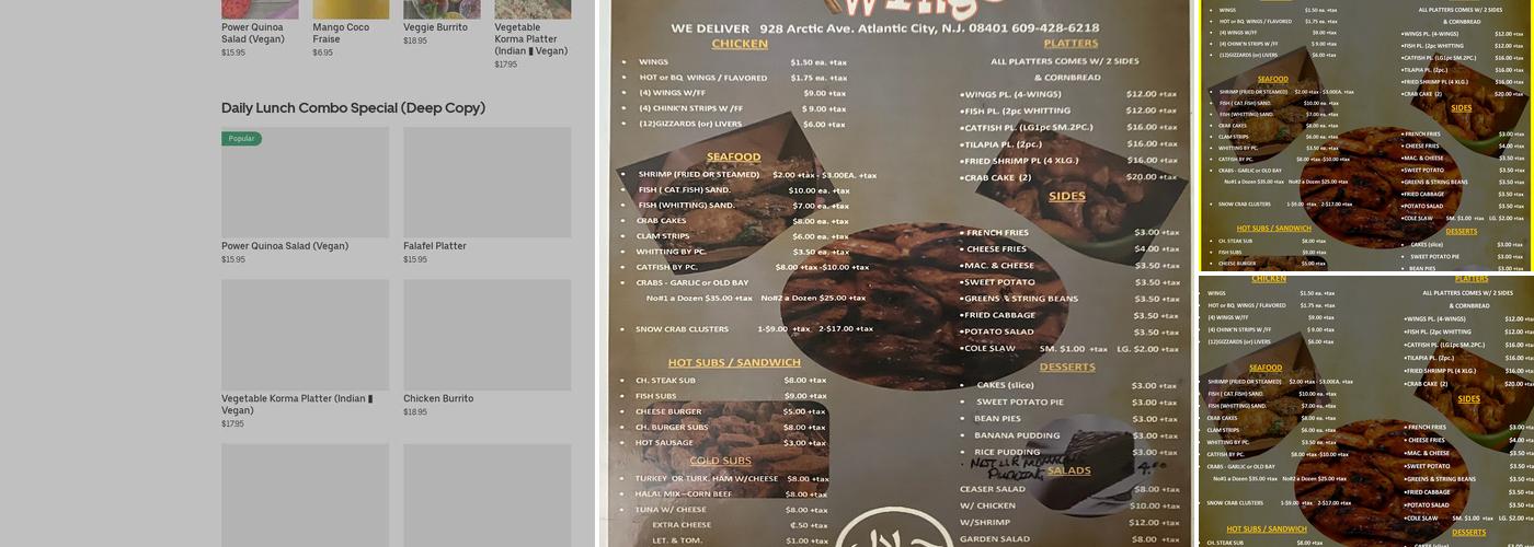 Slingin Wings Menu