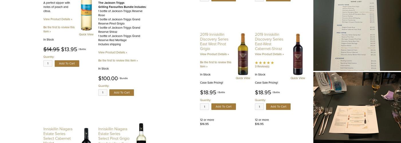 Inniskillin Wines Menu