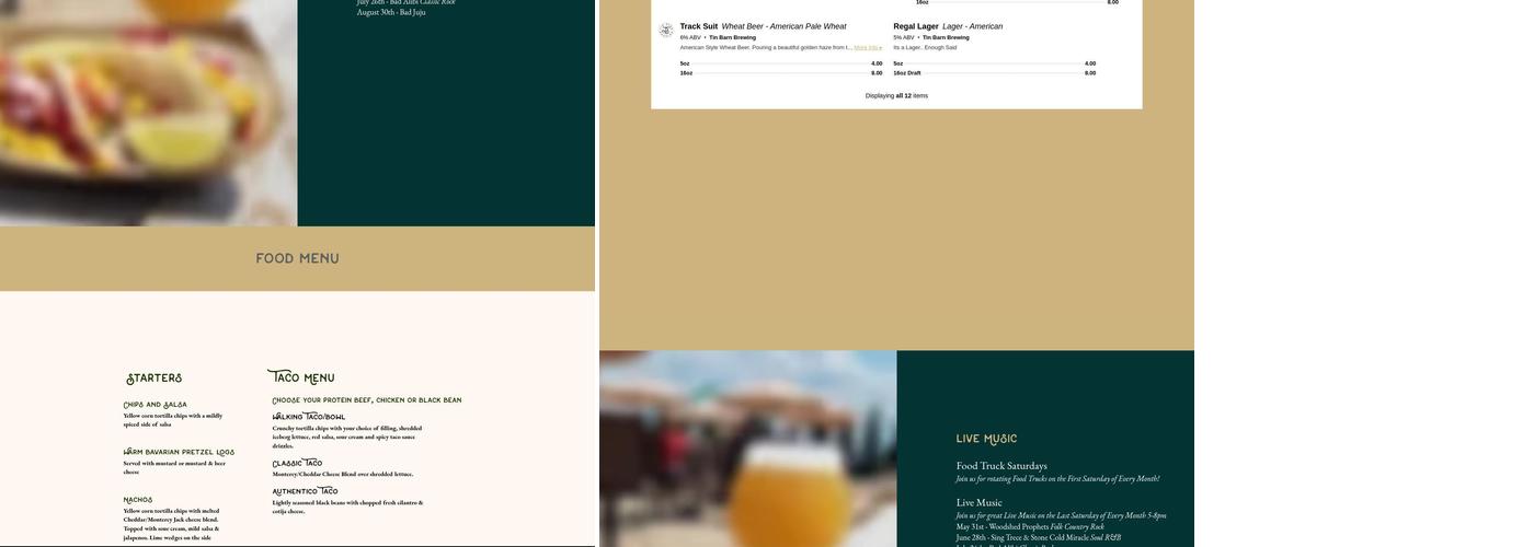 Tin Barn Brewing Menu
