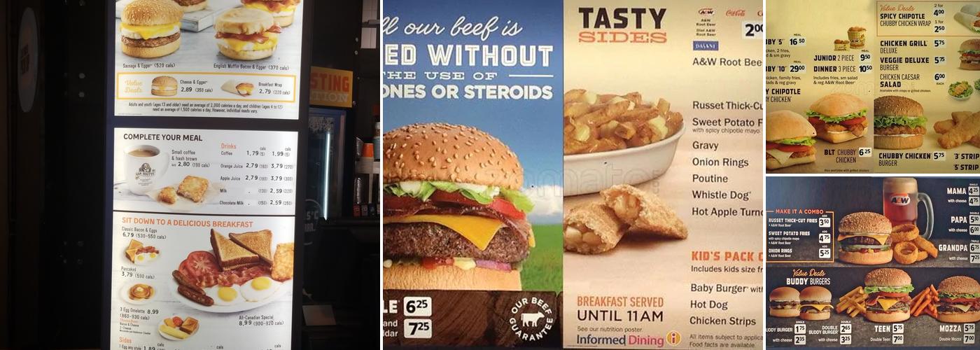 A&W Canada Menu