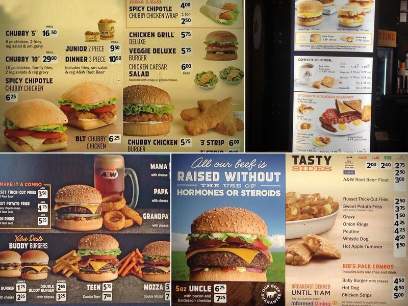A&W Canada Menu