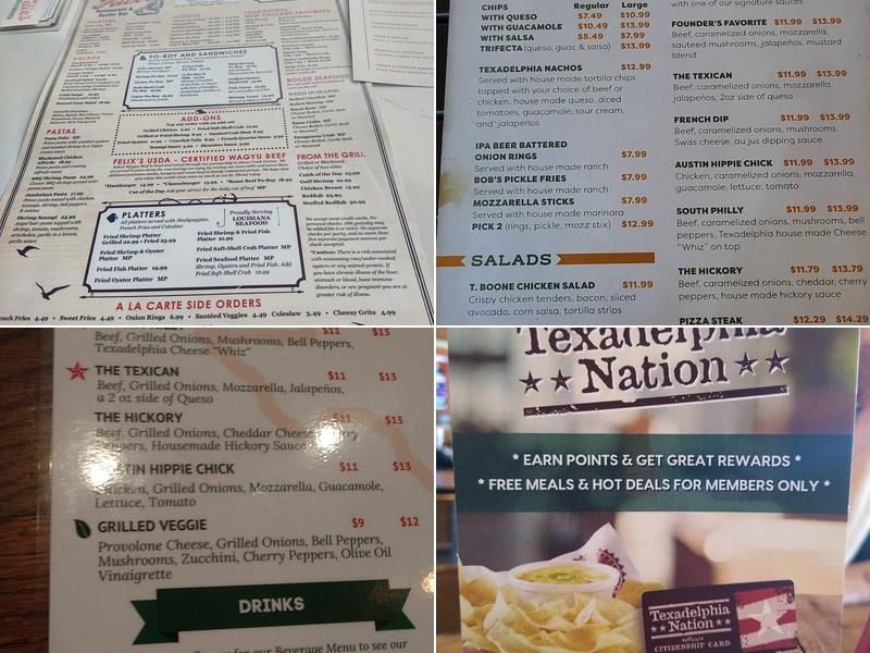 Texadelphia Menu