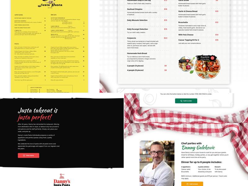 Danny's Justa Pasta Menu