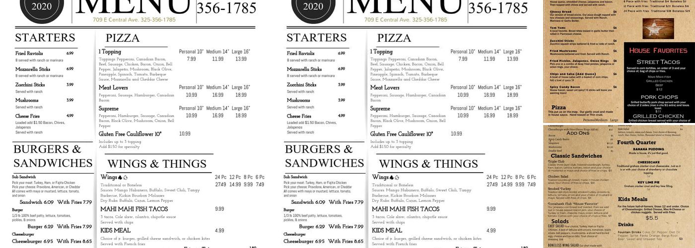 Tomahawks Menu