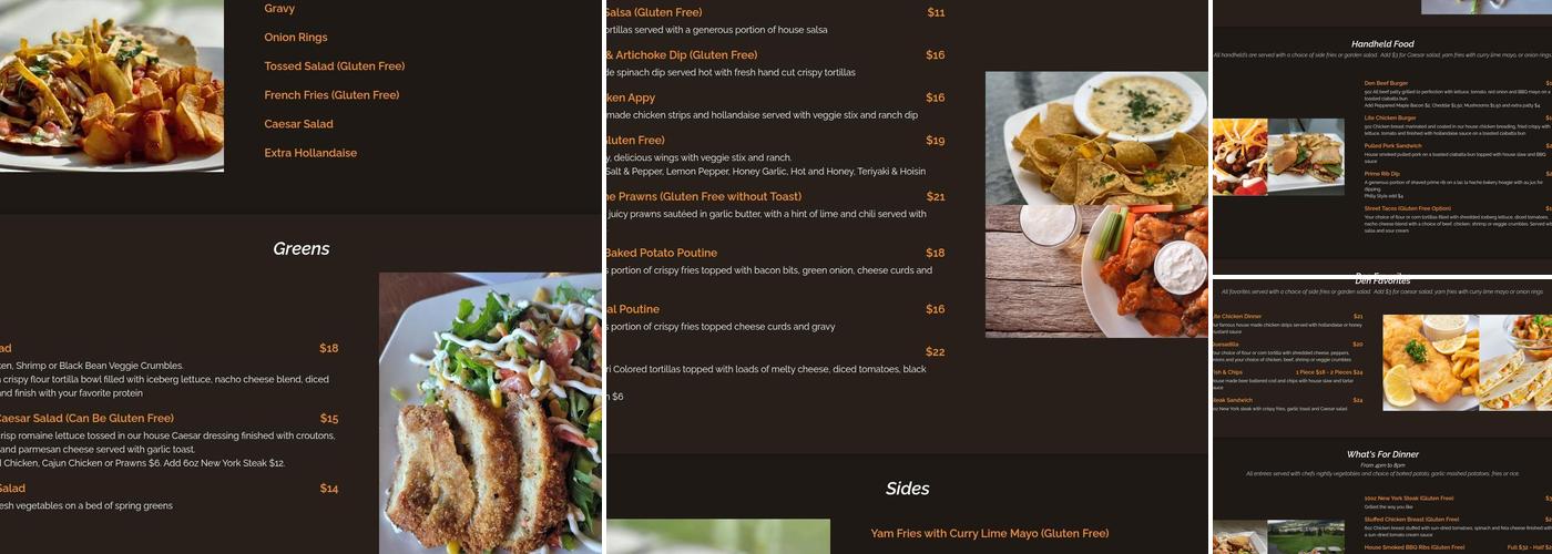 Fox's Den Bar & Grill Menu