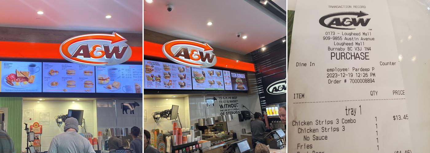 A&W Canada Menu