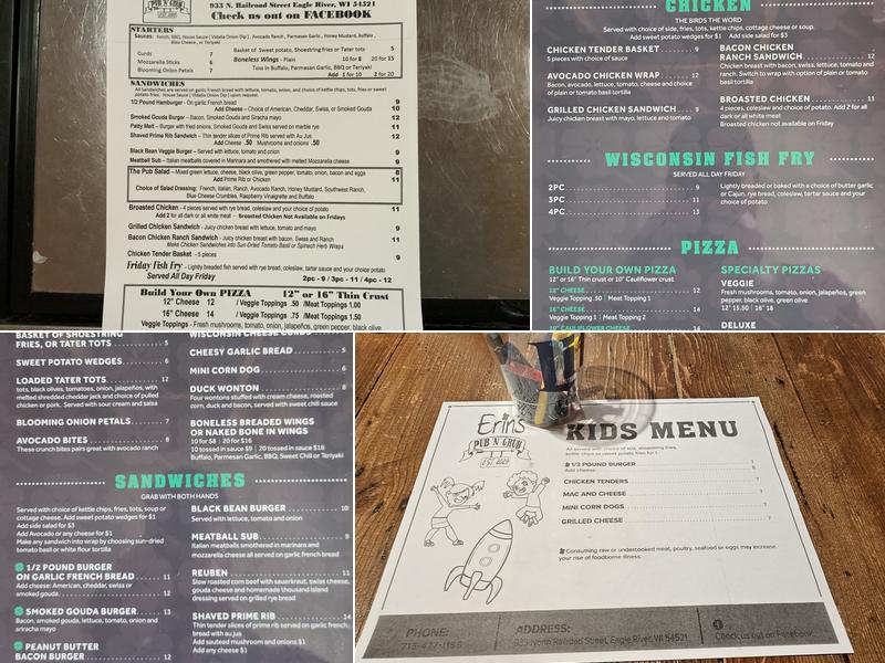 Erin's Pub 'N' Grub Menu