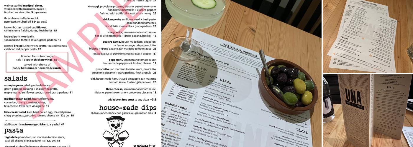 UNA pizza + wine Calgary: Broadcast Menu