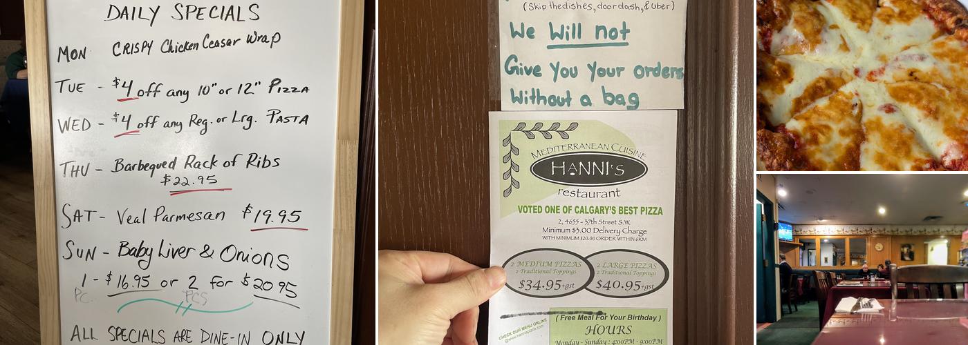 Hanni's Restaurant Menu