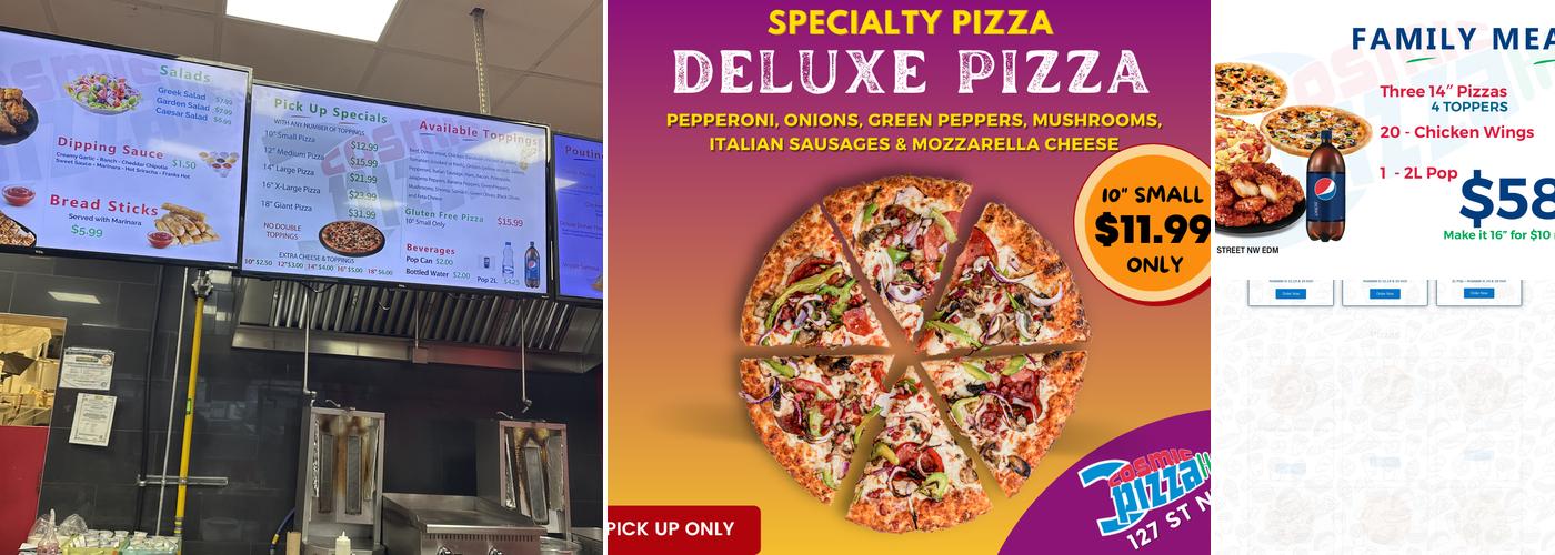 Cosmic Pizza and Donair Menu