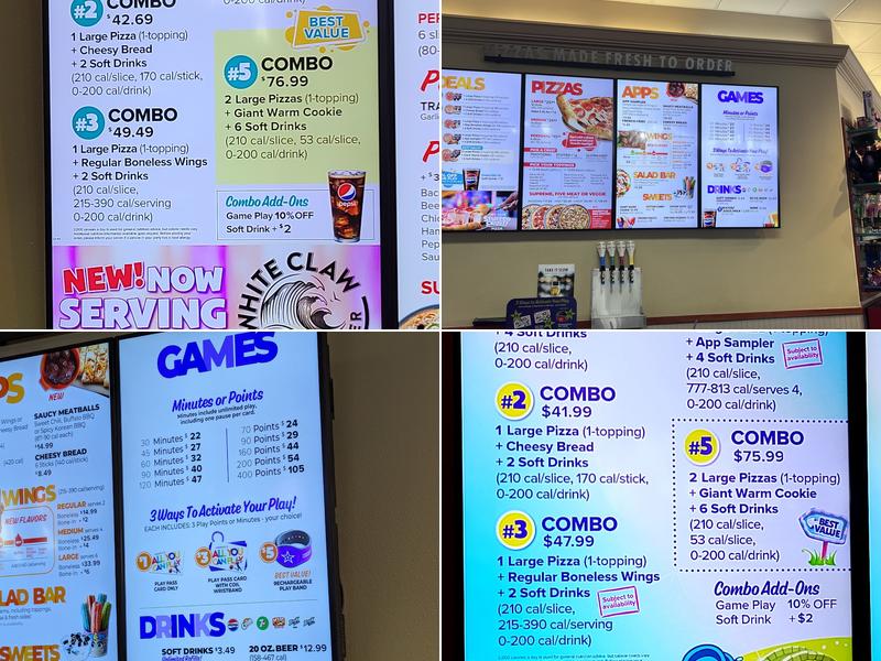 Chuck E. Cheese Menu